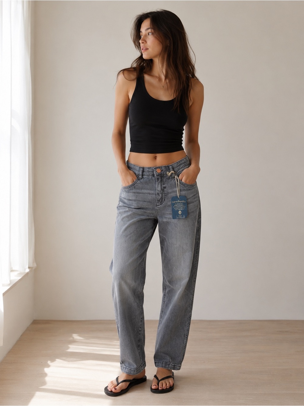 Democracy Classic High-Rise Straight Jeans - Washed Gray